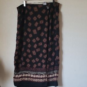 Prophecy Vintage  Black and Brown Patterned Skirt Size M